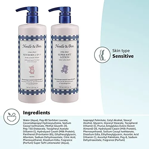 Noodle & Boo 2-in-1 Newborn Hair & Body Wash and Super Soft Lotion Bundle Kit, 25 Fl Oz (Pack of 2)