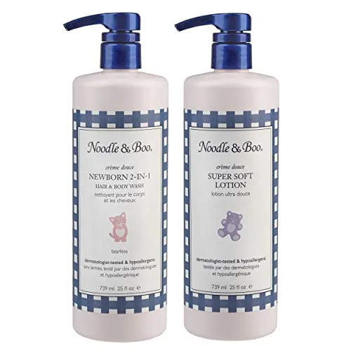 Noodle & Boo 2-in-1 Newborn Hair & Body Wash and Super Soft Lotion Bundle Kit, 25 Fl Oz (Pack of 2)