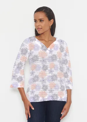 Off the Grid (7881) ~ Banded 3/4 Bell-Sleeve V-Neck Tunic