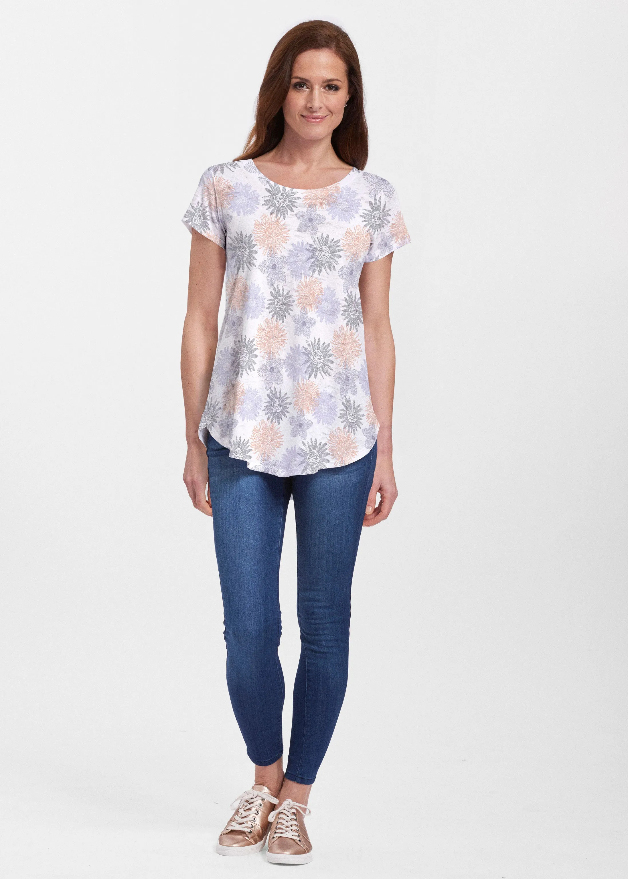 Off the Grid (7881) ~ Short Sleeve Scoop Neck Flowy Tunic