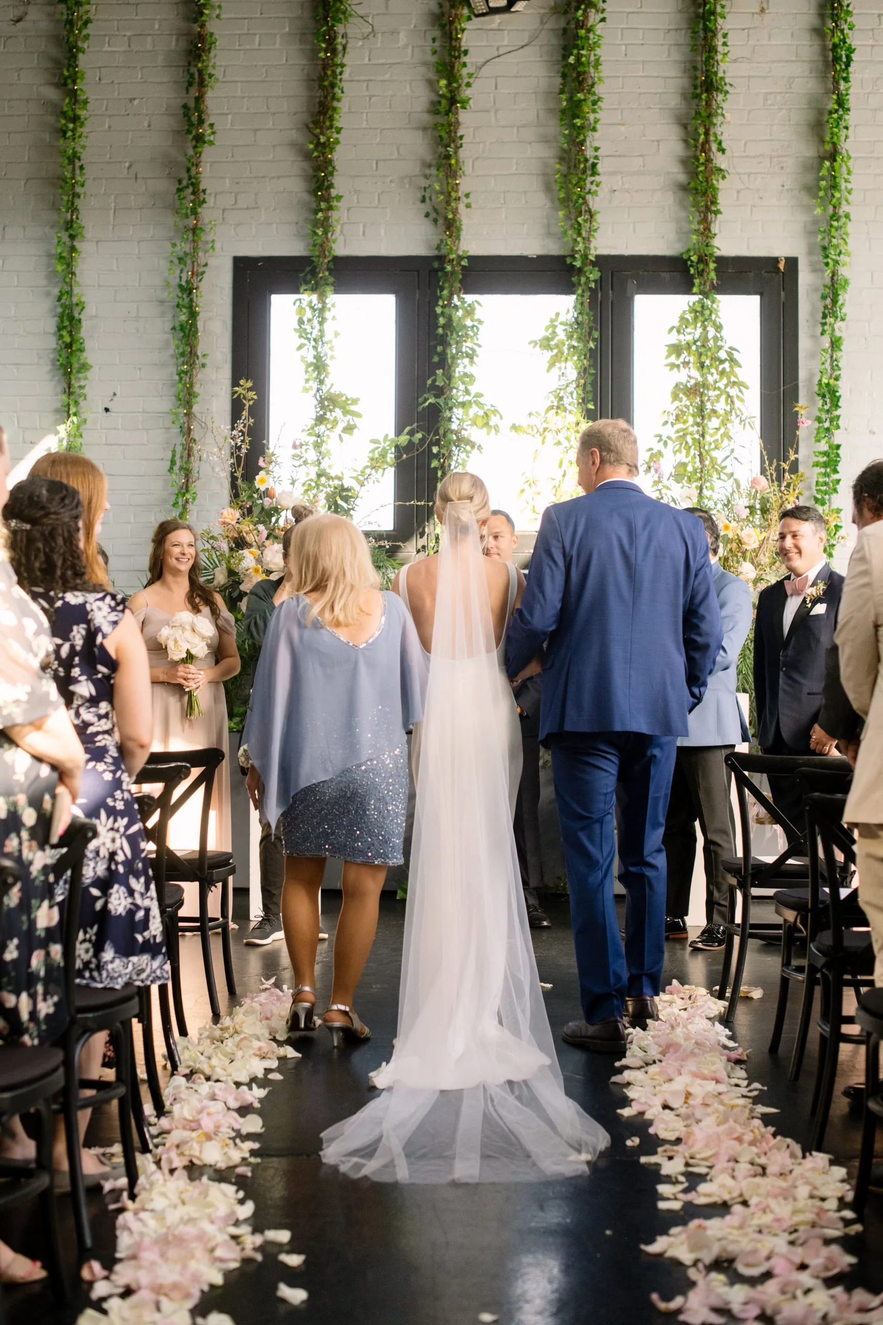Off White Silk Cascade One Tier Wedding Veil in Chapel Length