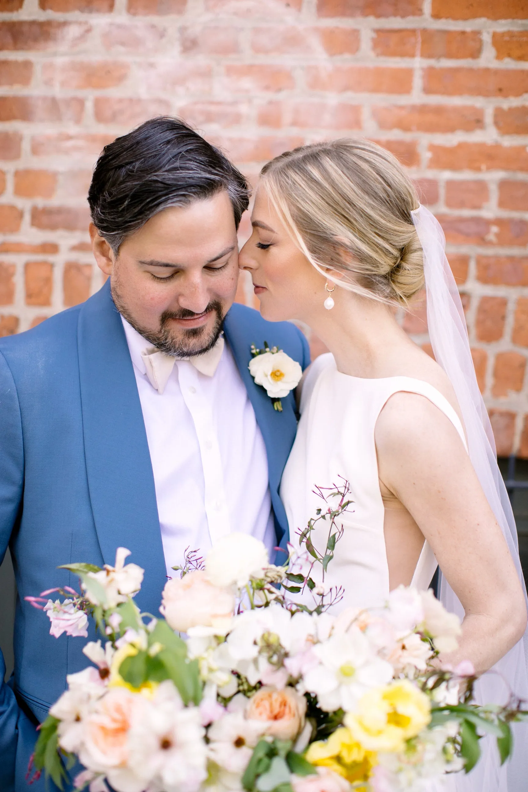 Off White Silk Cascade One Tier Wedding Veil in Chapel Length