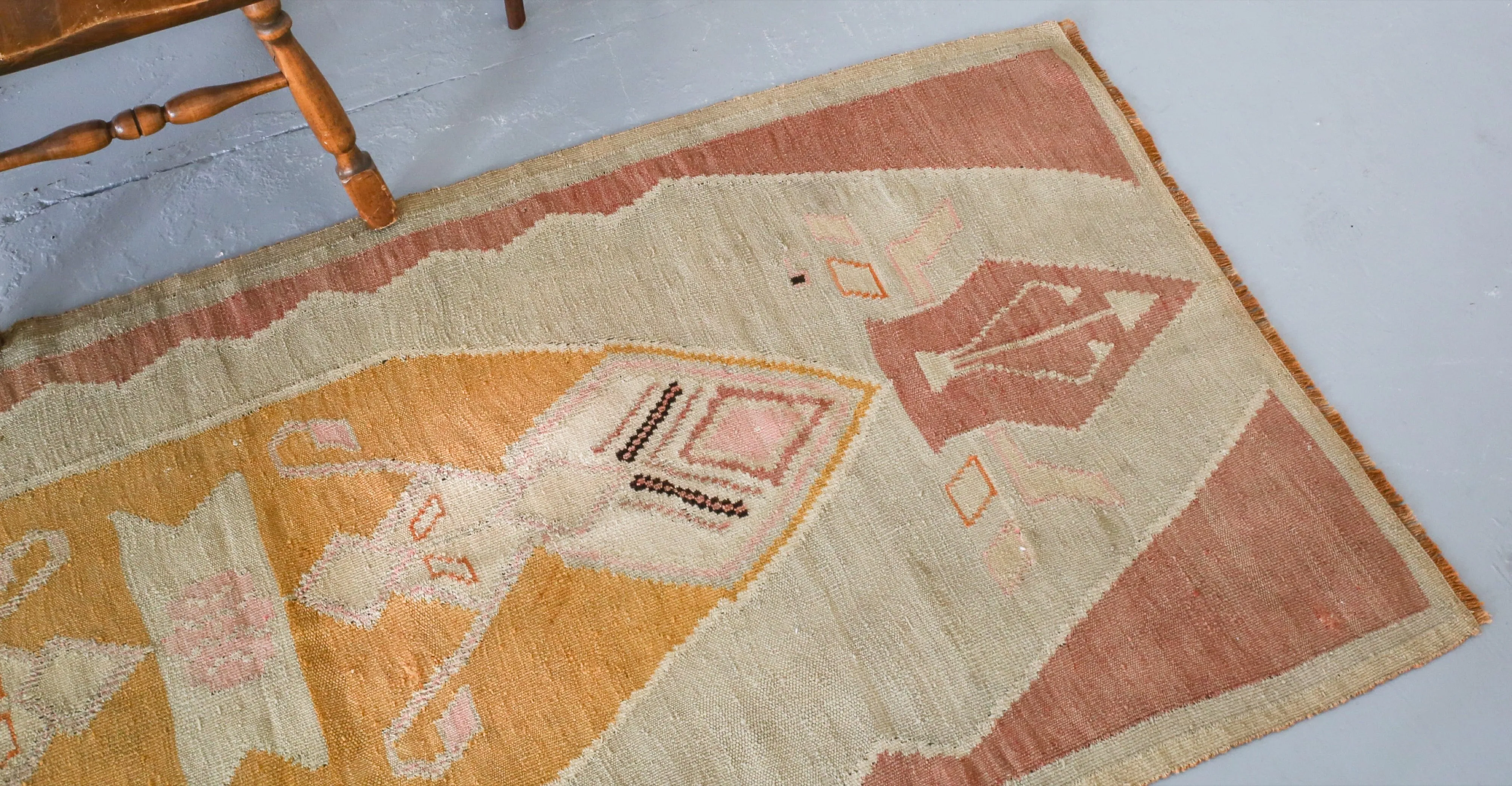 Old Anatolian Kilim 3.2ftx7.5ft