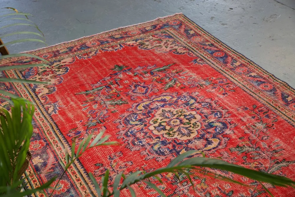 Old Demirci Oushak Rug 6.3ftx8.5ft