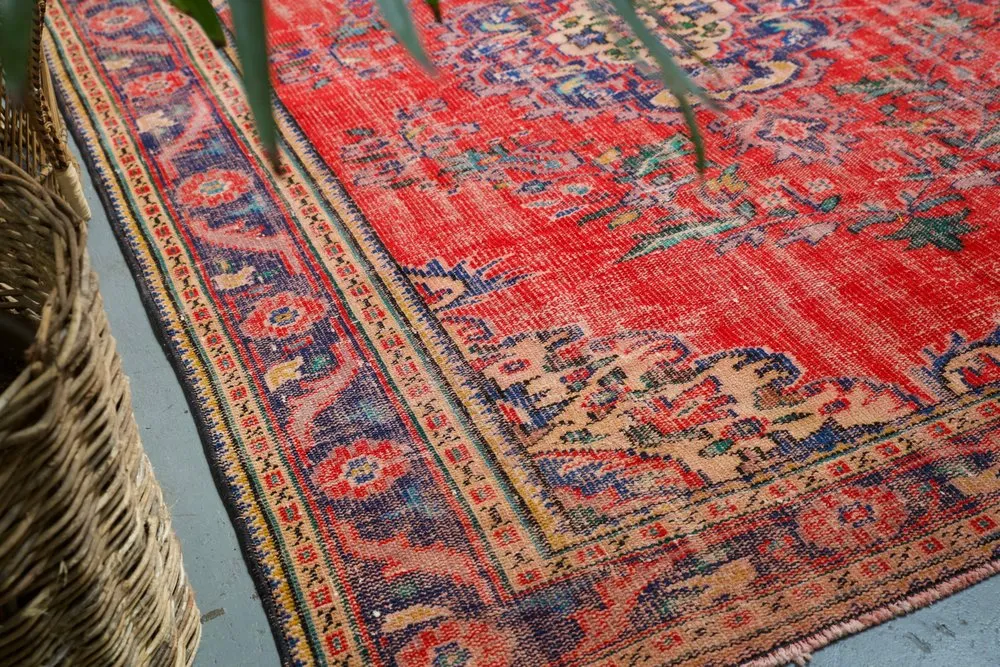 Old Demirci Oushak Rug 6.3ftx8.5ft