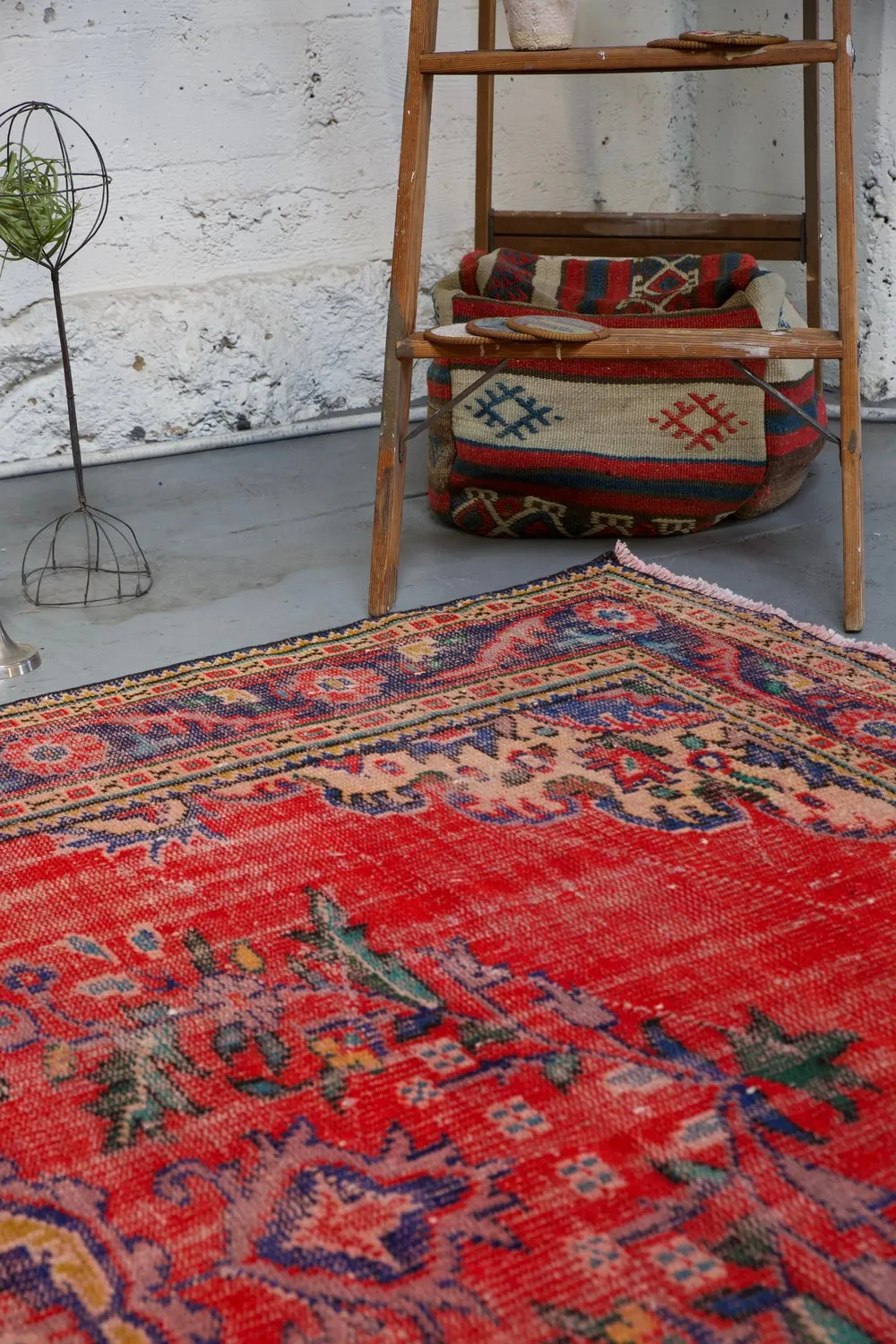 Old Demirci Oushak Rug 6.3ftx8.5ft