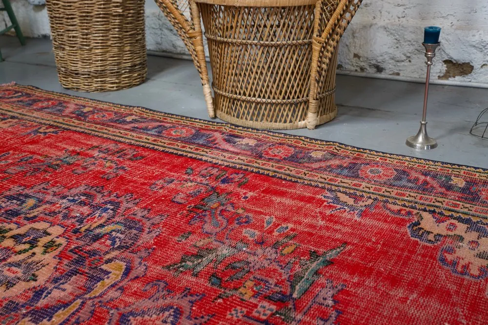 Old Demirci Oushak Rug 6.3ftx8.5ft