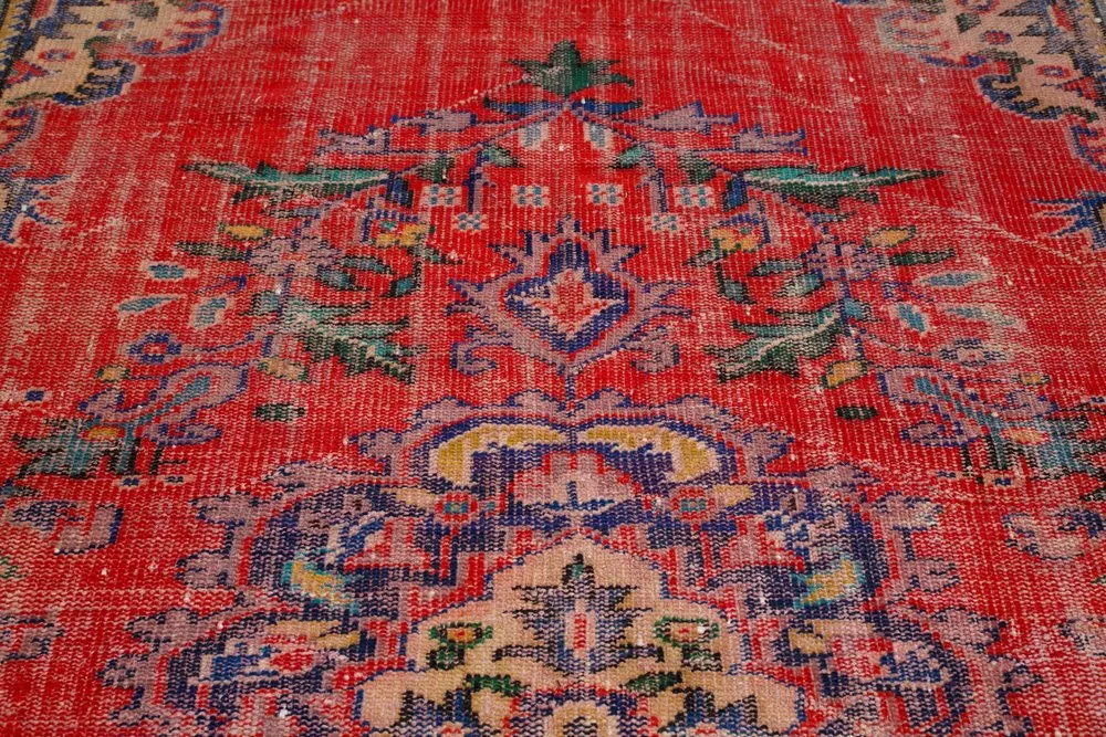 Old Demirci Oushak Rug 6.3ftx8.5ft