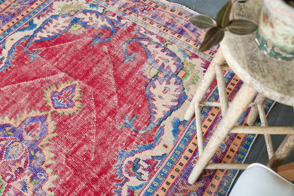 Old Demirci Oushak Rug 6.3ftx9.6ft