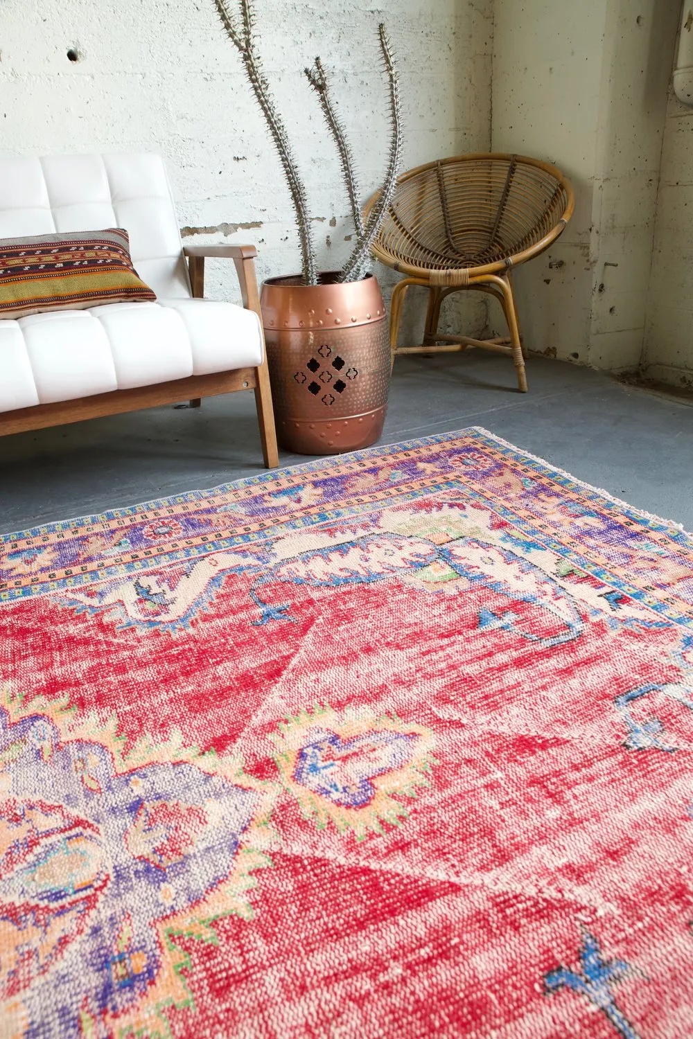 Old Demirci Oushak Rug 6.3ftx9.6ft