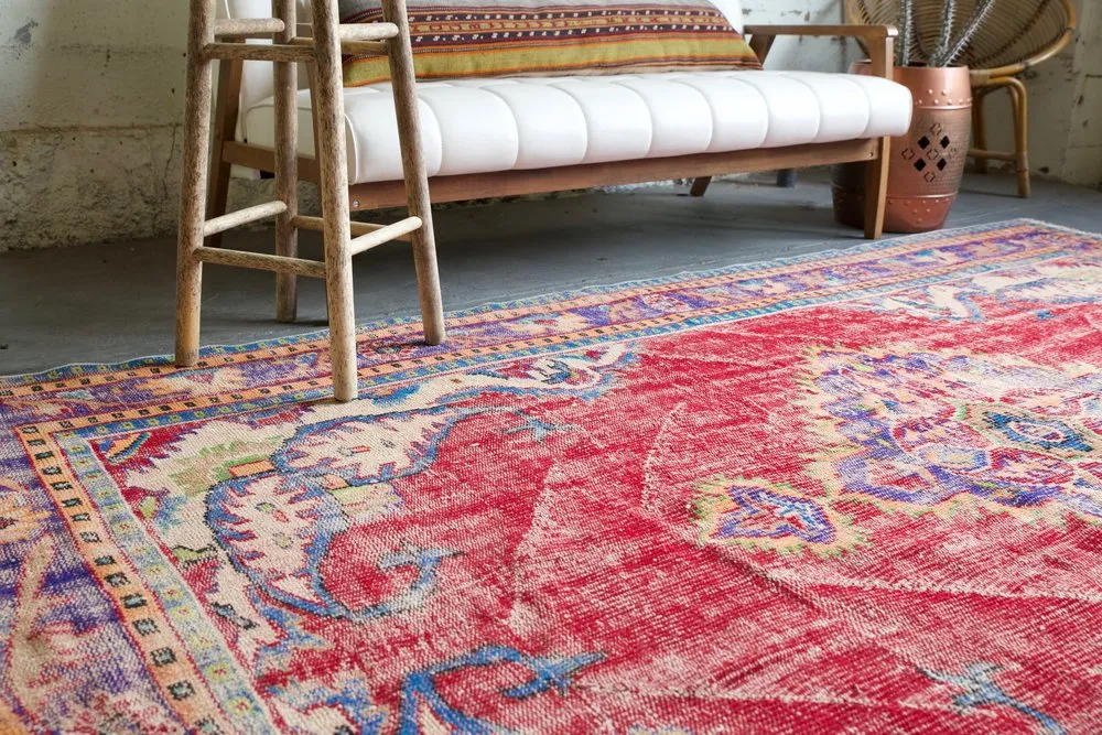 Old Demirci Oushak Rug 6.3ftx9.6ft