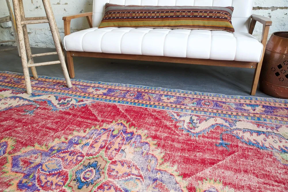 Old Demirci Oushak Rug 6.3ftx9.6ft