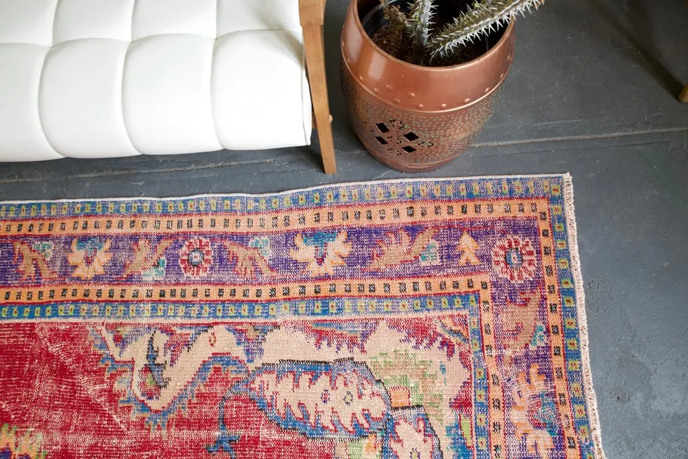 Old Demirci Oushak Rug 6.3ftx9.6ft
