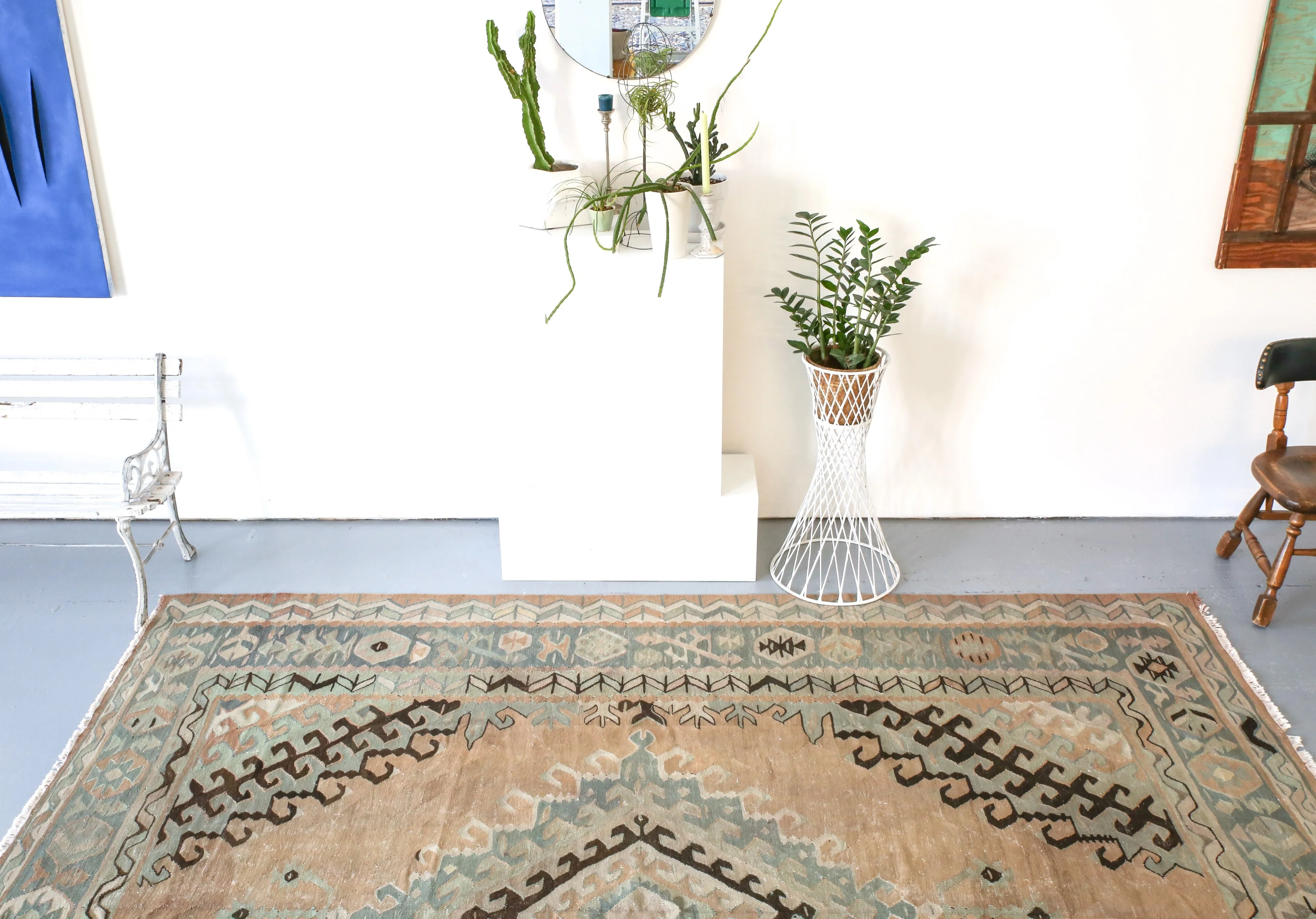 Old Oushak Kilim 9ftx10.7ft