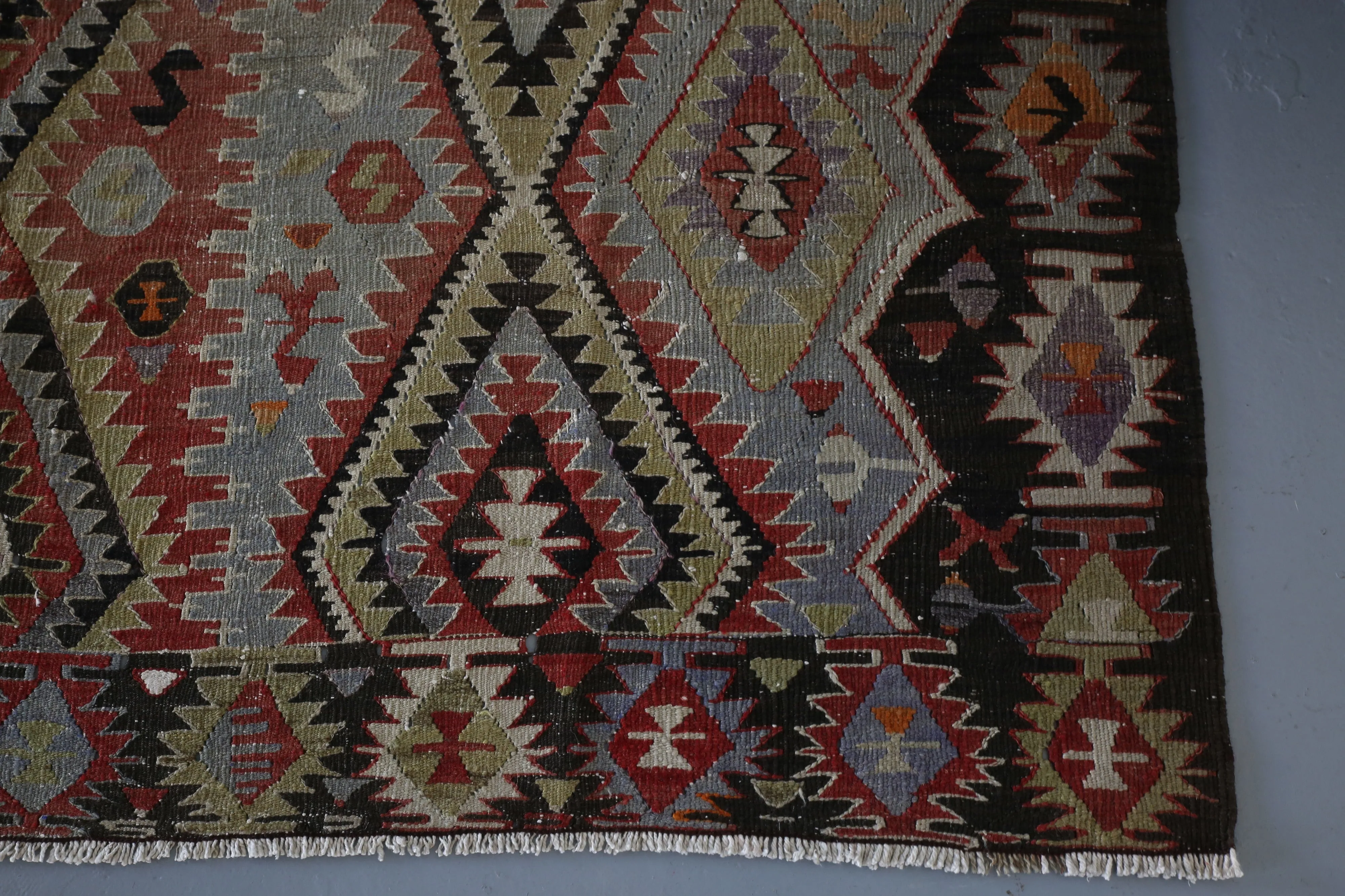 Old Turkish Oushak Esme Kilim Rug