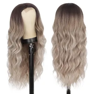 Ombre Ash Blonde Middle Part Synthetic Wigs