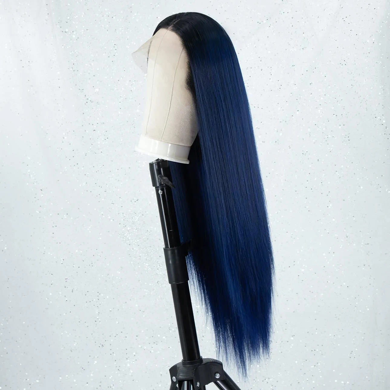 Ombre Blue Long Silky Straight Lace Front Wig