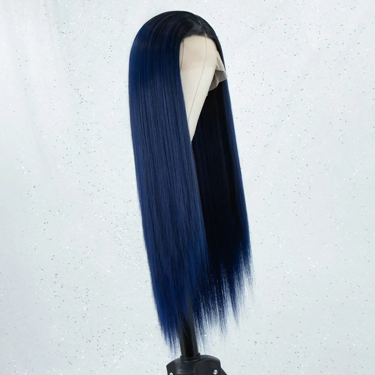 Ombre Blue Long Silky Straight Lace Front Wig