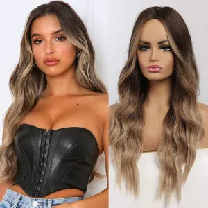 Ombre Brown to Blonde Long Natural Wave Wig
