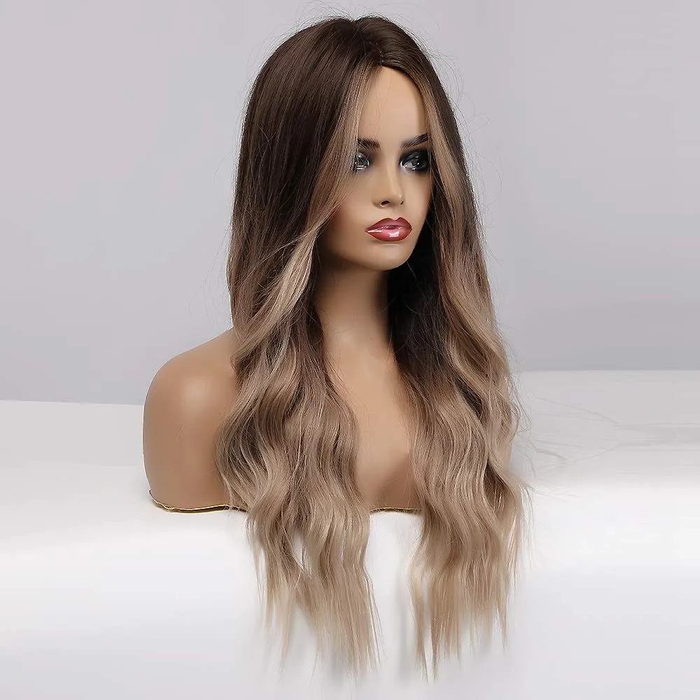 Ombre Brown to Blonde Long Natural Wave Wig