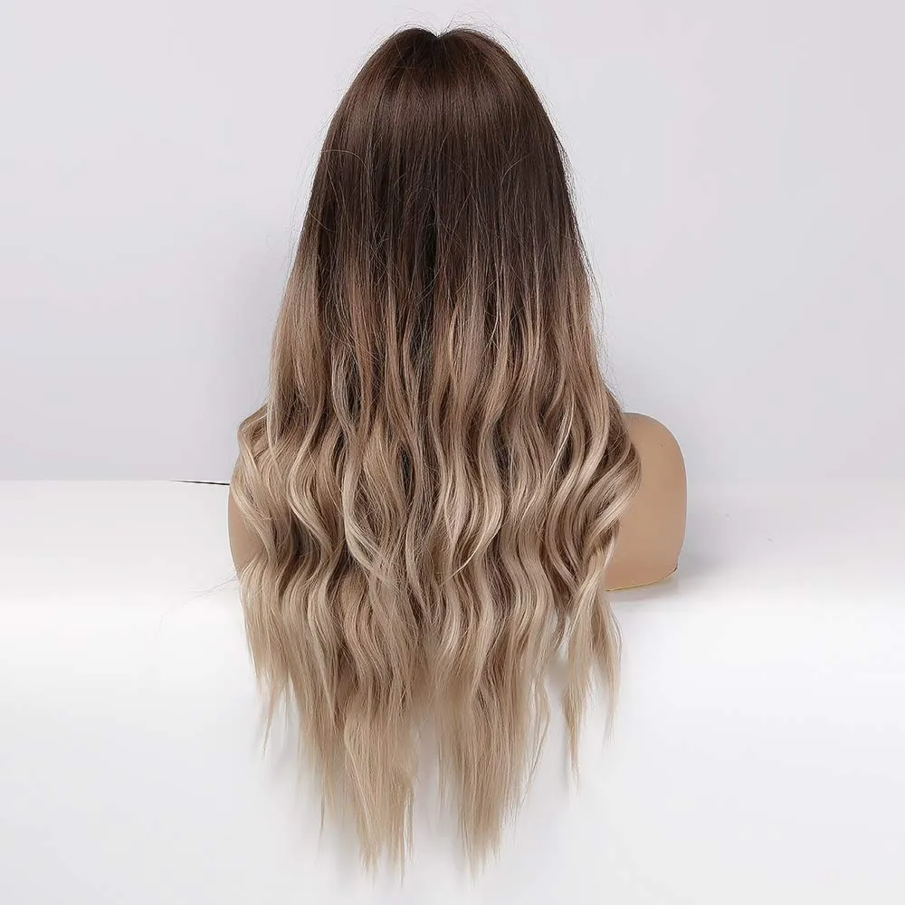 Ombre Brown to Blonde Long Natural Wave Wig