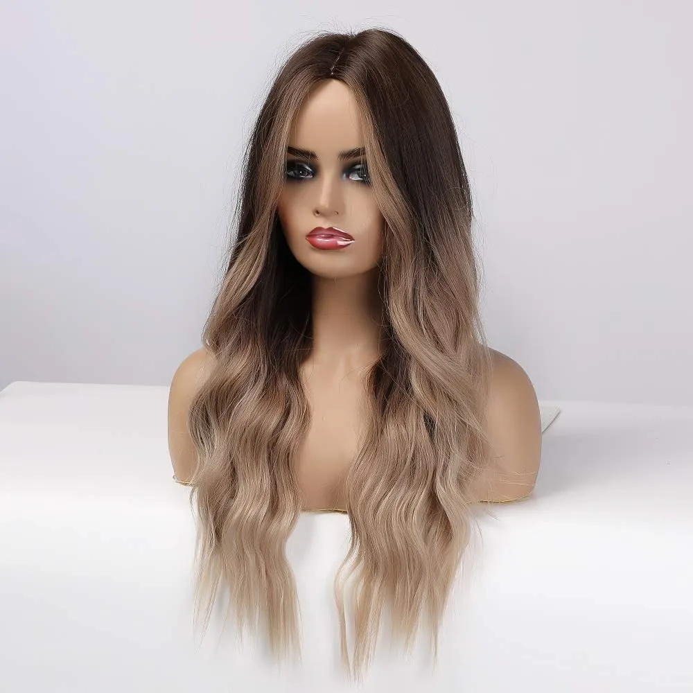 Ombre Brown to Blonde Long Natural Wave Wig
