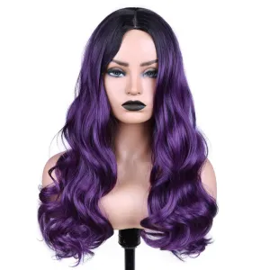Ombre Purple Curly Wavy Hair Wigs