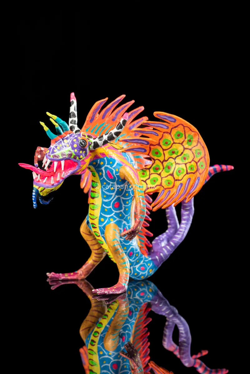 Orange Wings Alebrije Mexican Paper Mache Dragon