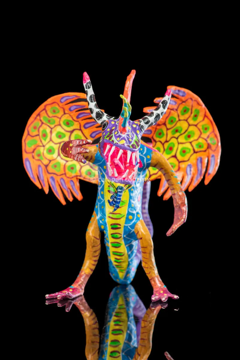 Orange Wings Alebrije Mexican Paper Mache Dragon