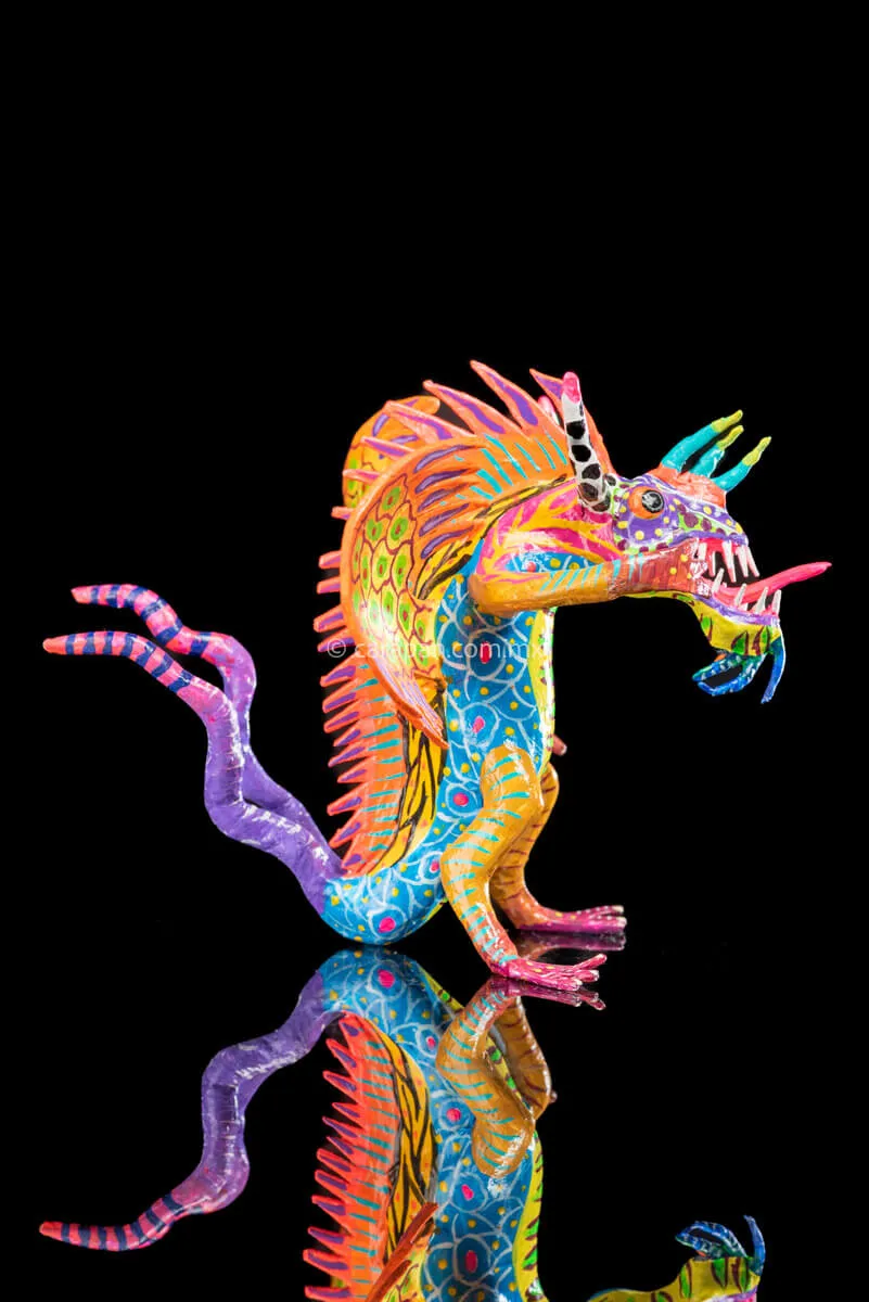 Orange Wings Alebrije Mexican Paper Mache Dragon