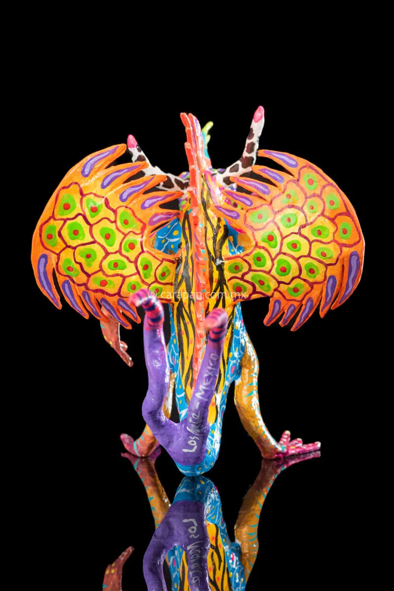 Orange Wings Alebrije Mexican Paper Mache Dragon