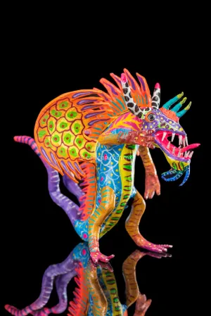 Orange Wings Alebrije Mexican Paper Mache Dragon