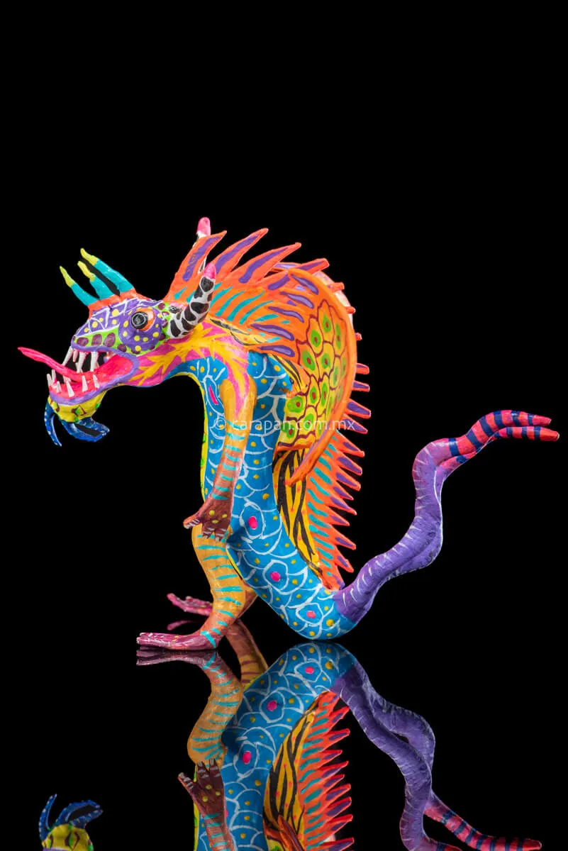 Orange Wings Alebrije Mexican Paper Mache Dragon