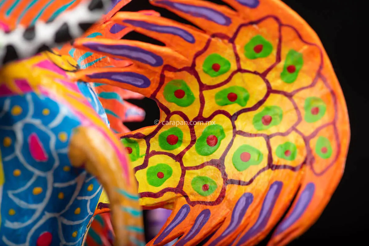Orange Wings Alebrije Mexican Paper Mache Dragon