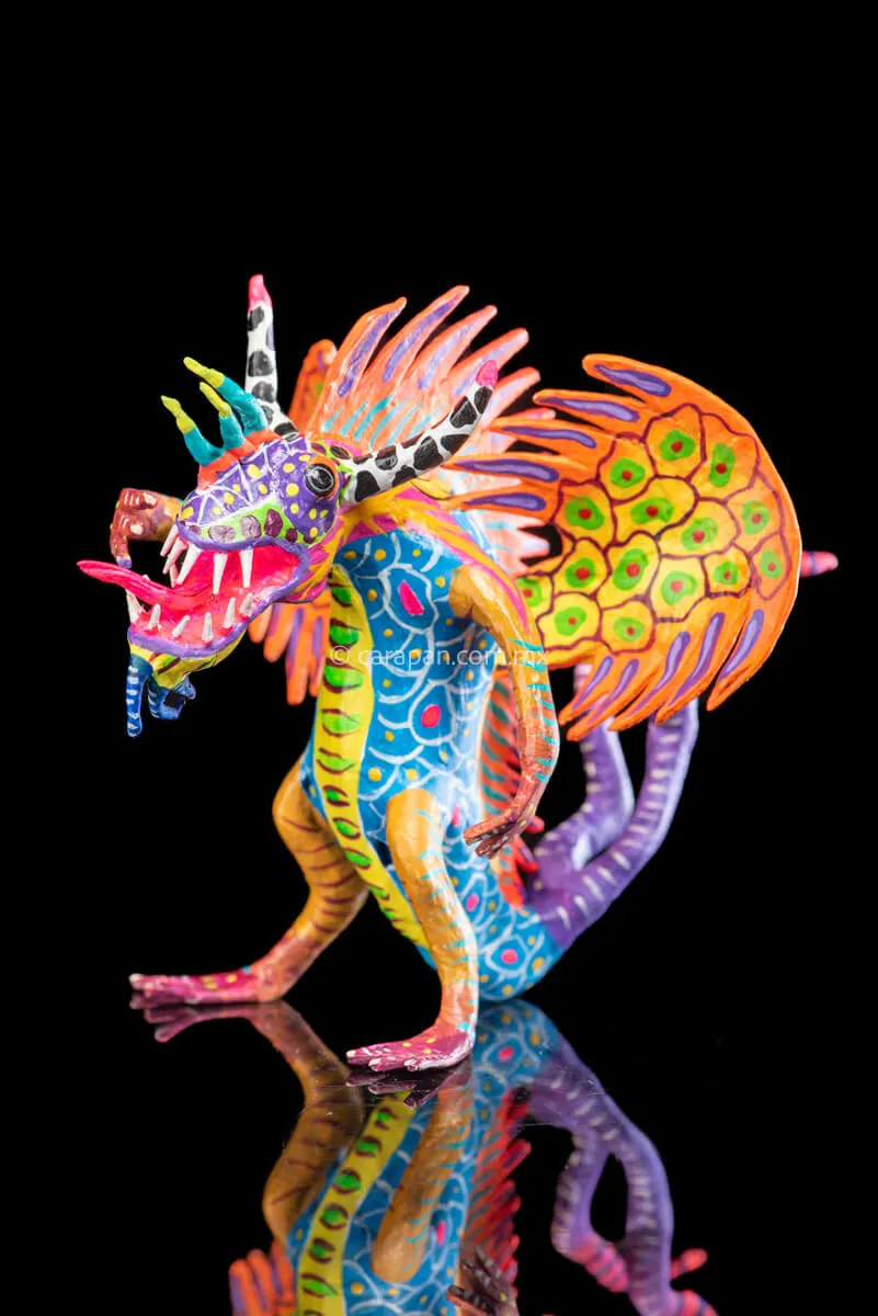 Orange Wings Alebrije Mexican Paper Mache Dragon