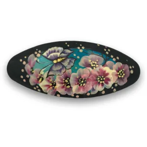Oval Hair Barrette with Butterfly