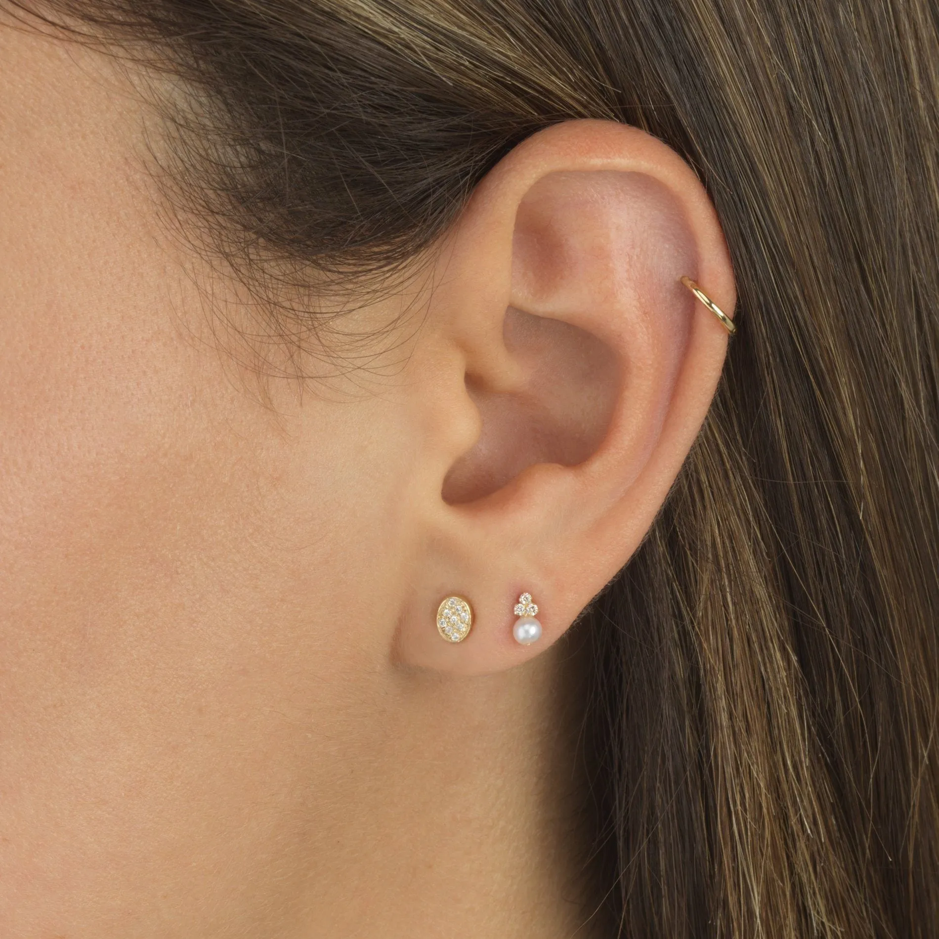 Oval Stud Earring 14K
