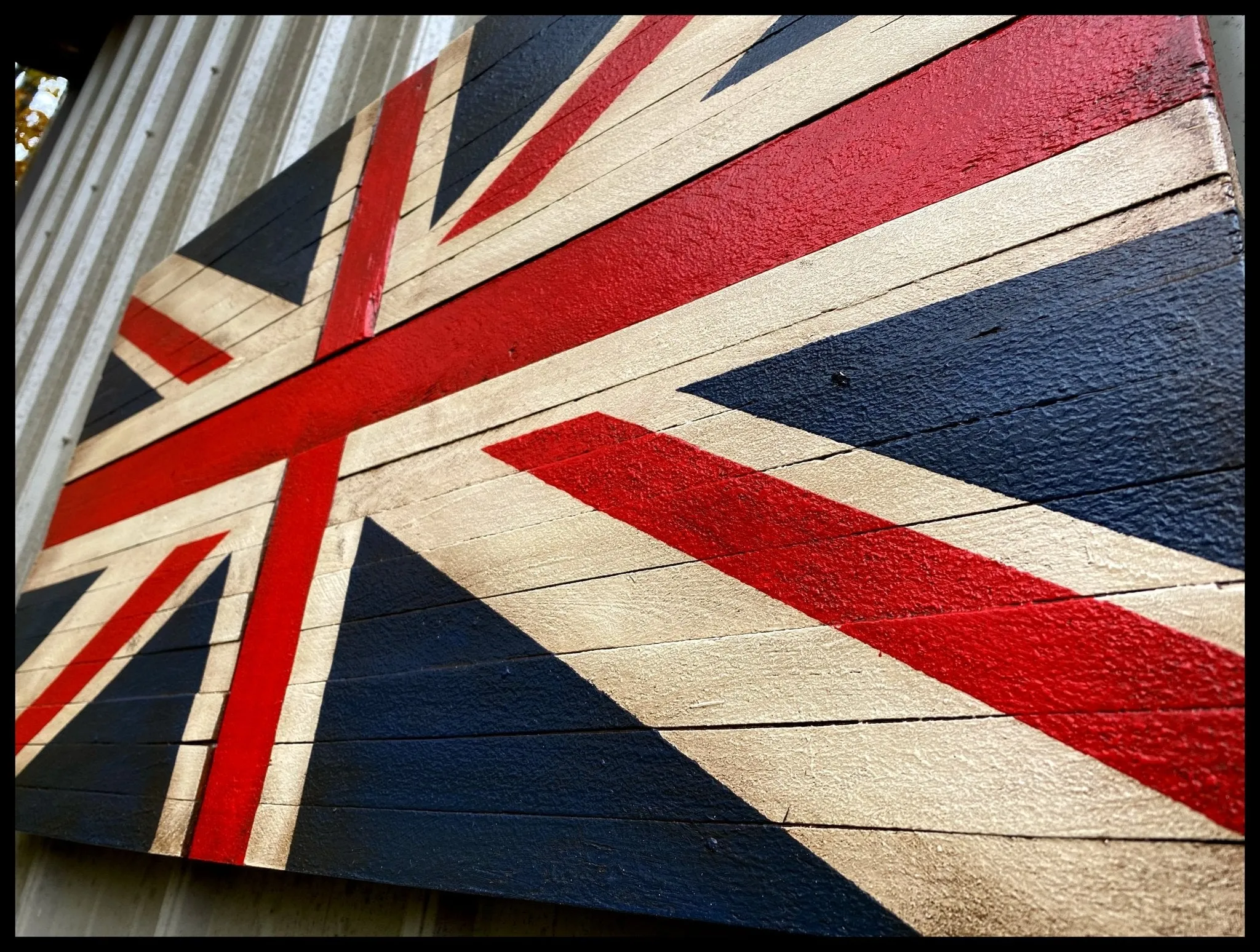 Oversized British Flag - Rustic Wood