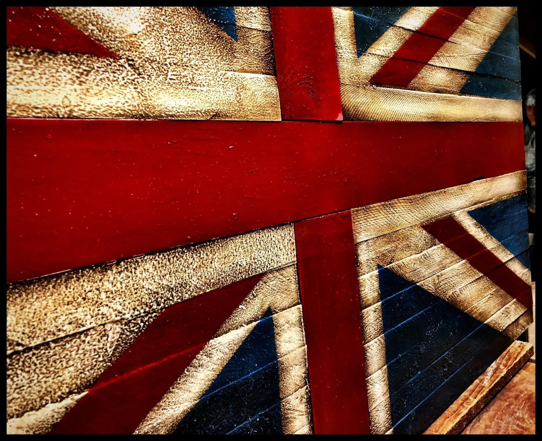 Oversized British Flag - Rustic Wood