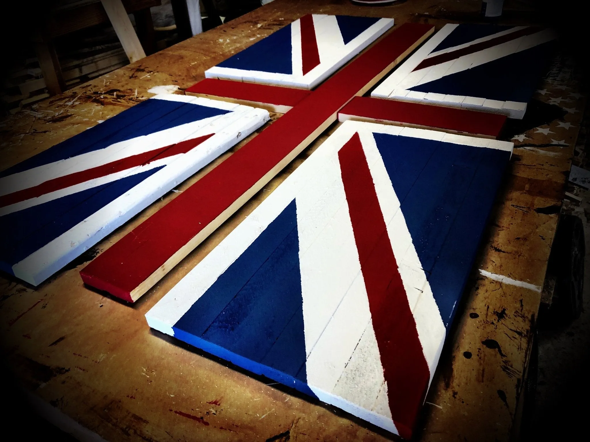 Oversized British Flag - Rustic Wood