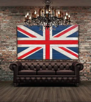Oversized British Flag - Rustic Wood