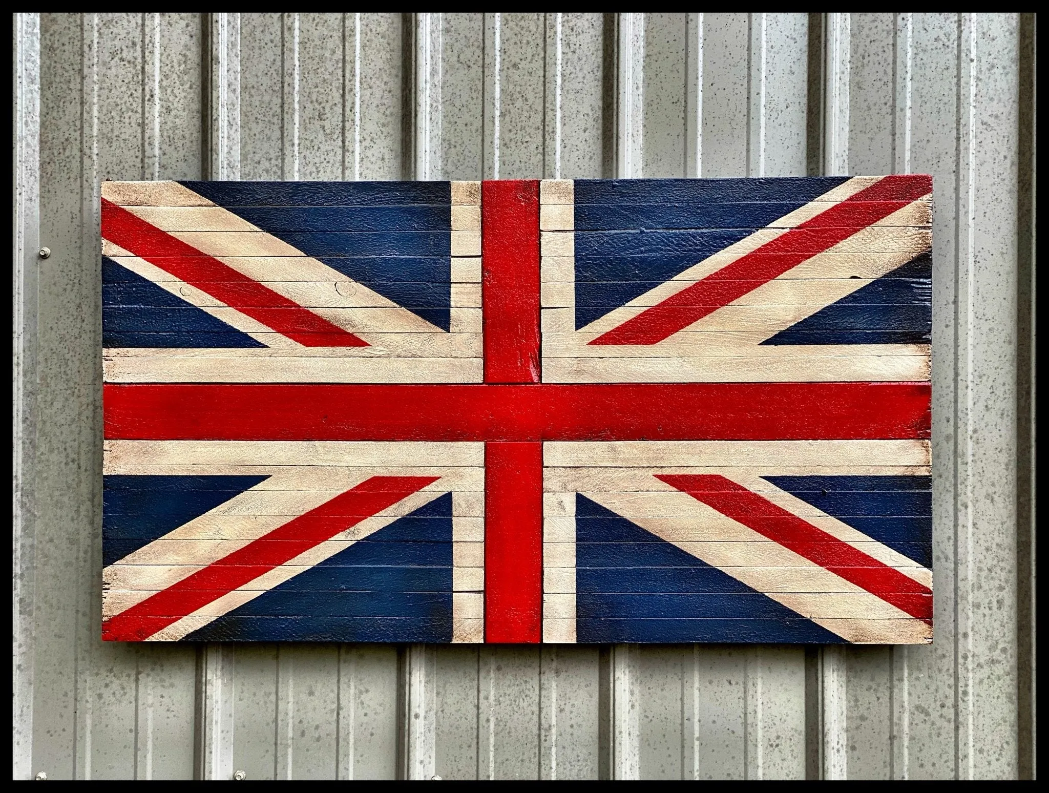Oversized British Flag - Rustic Wood