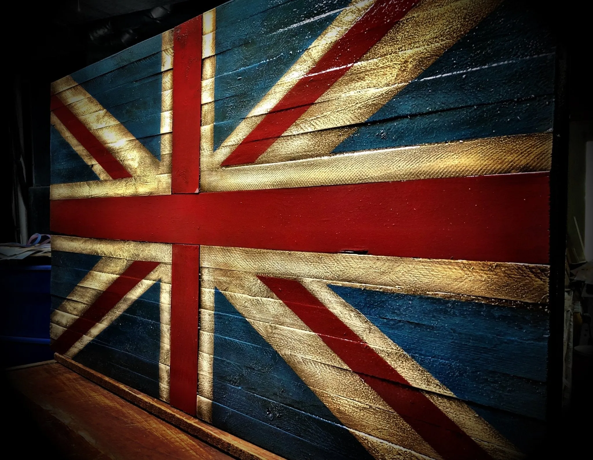 Oversized British Flag - Rustic Wood