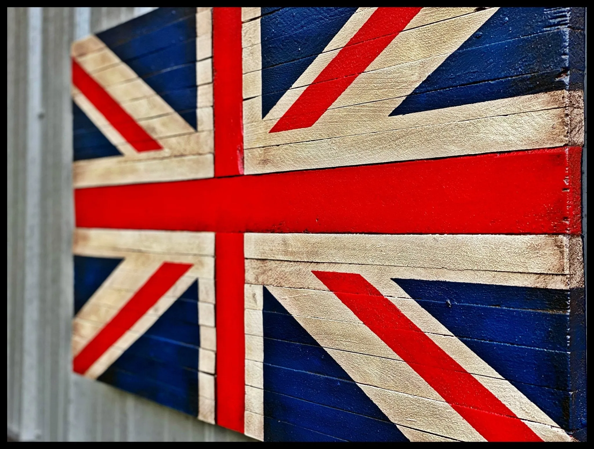 Oversized British Flag - Rustic Wood