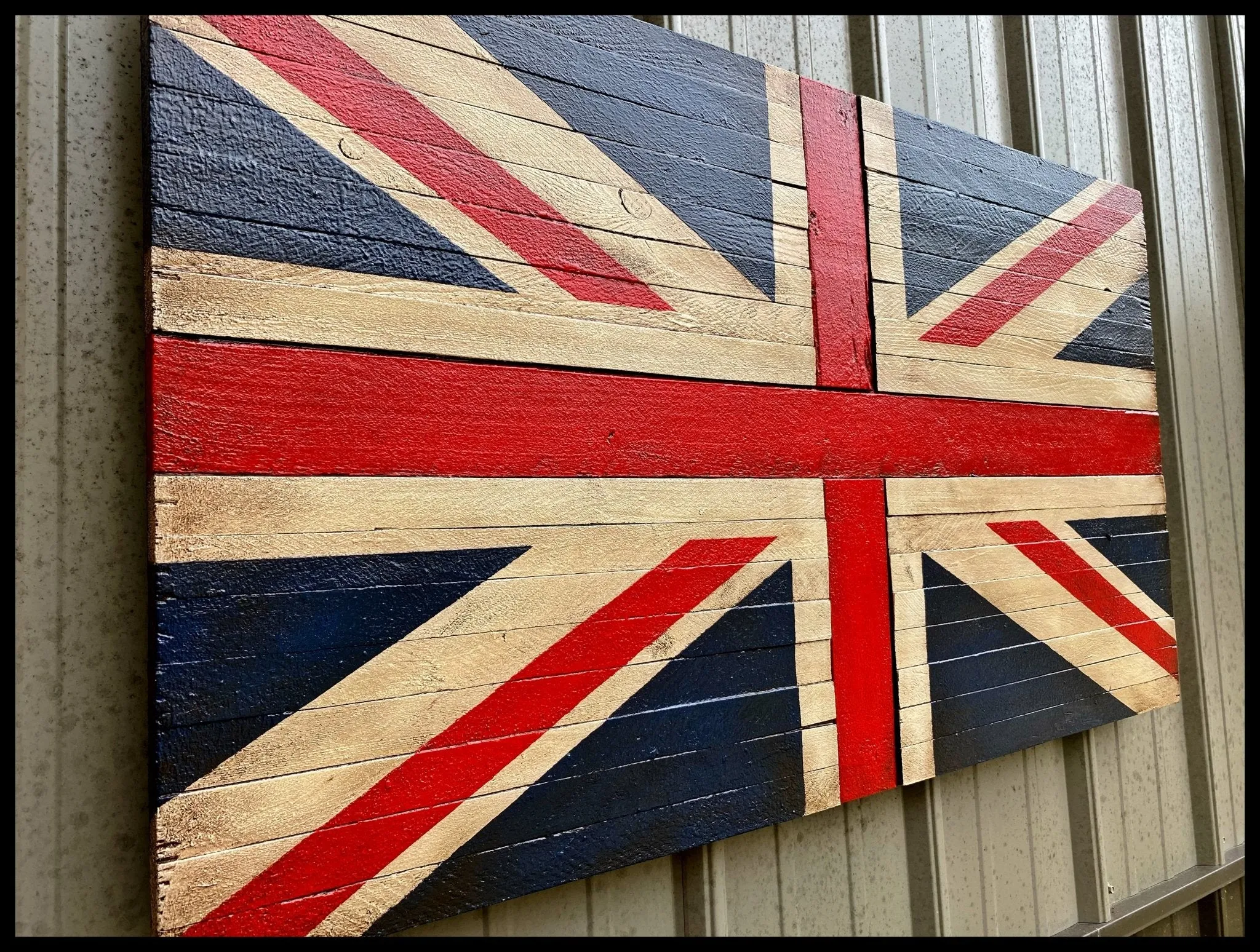 Oversized British Flag - Rustic Wood