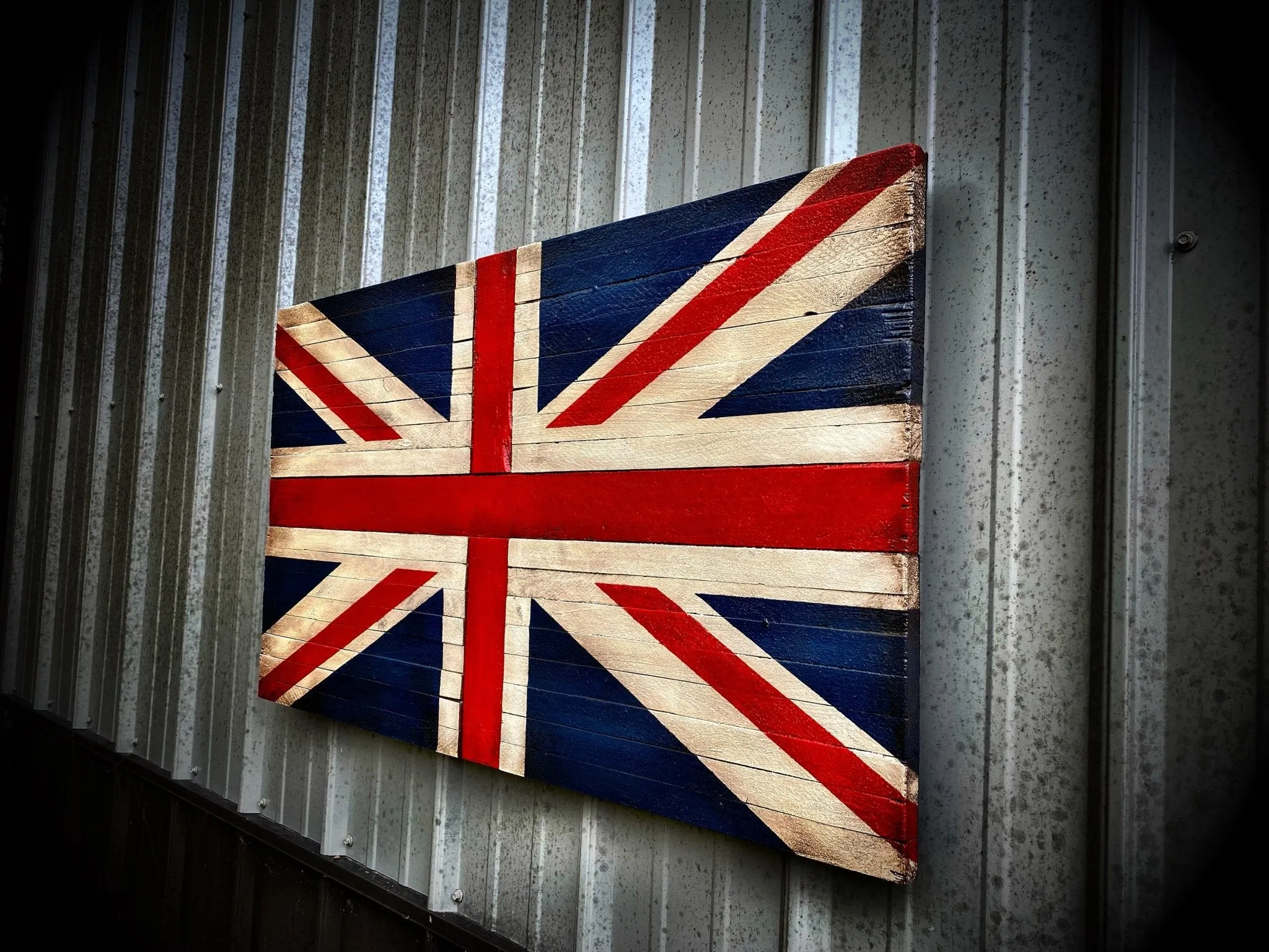 Oversized British Flag - Rustic Wood