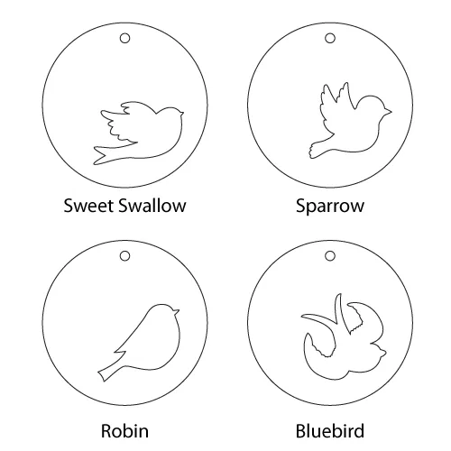 Pair Bird Discs - 4 Designs - 2 Pair