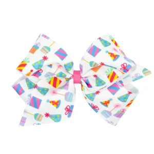 Party Print Grosgrain Hair Bow on Clippie
