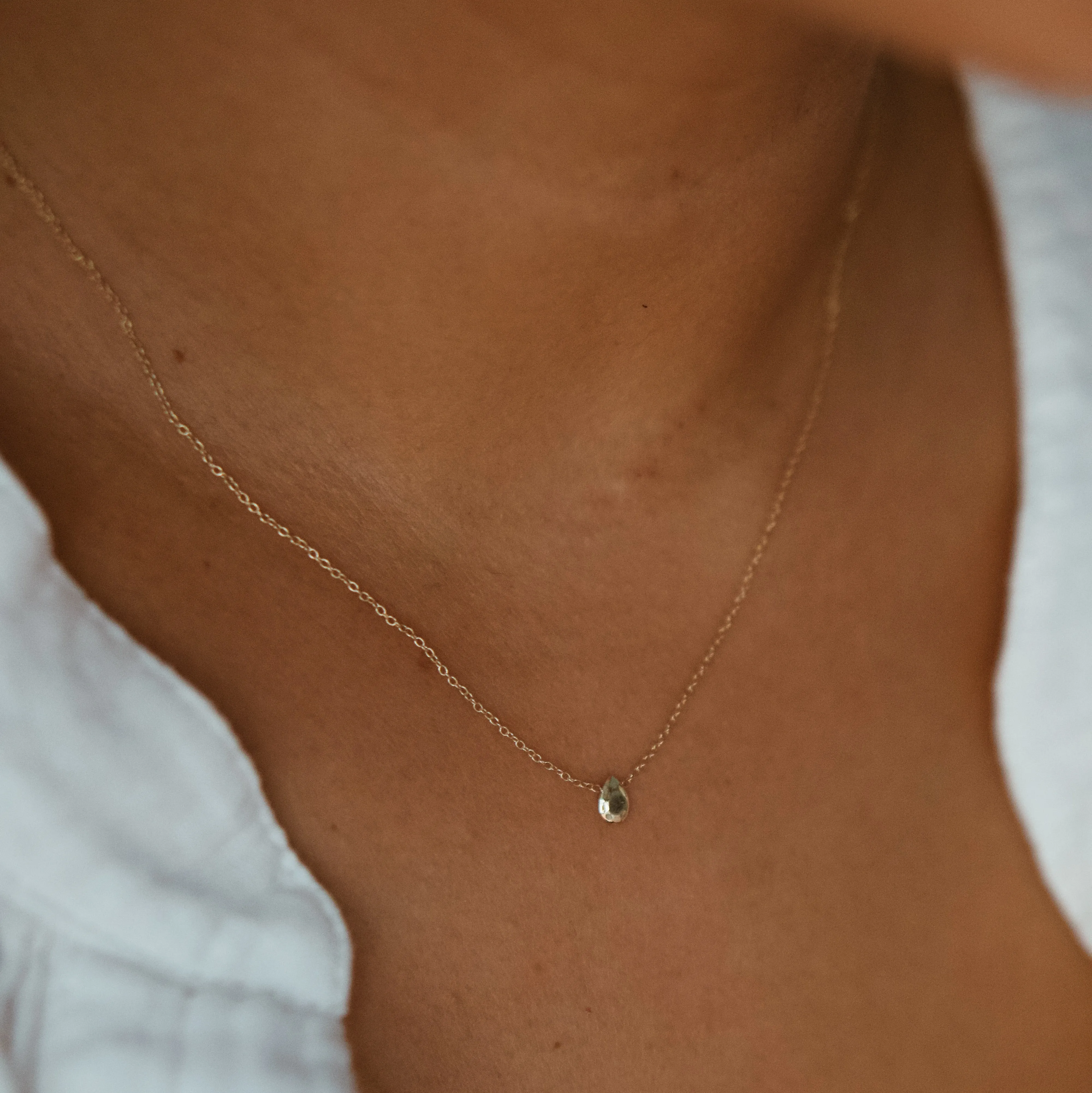 Pear Gem Necklace - Solid 14kt