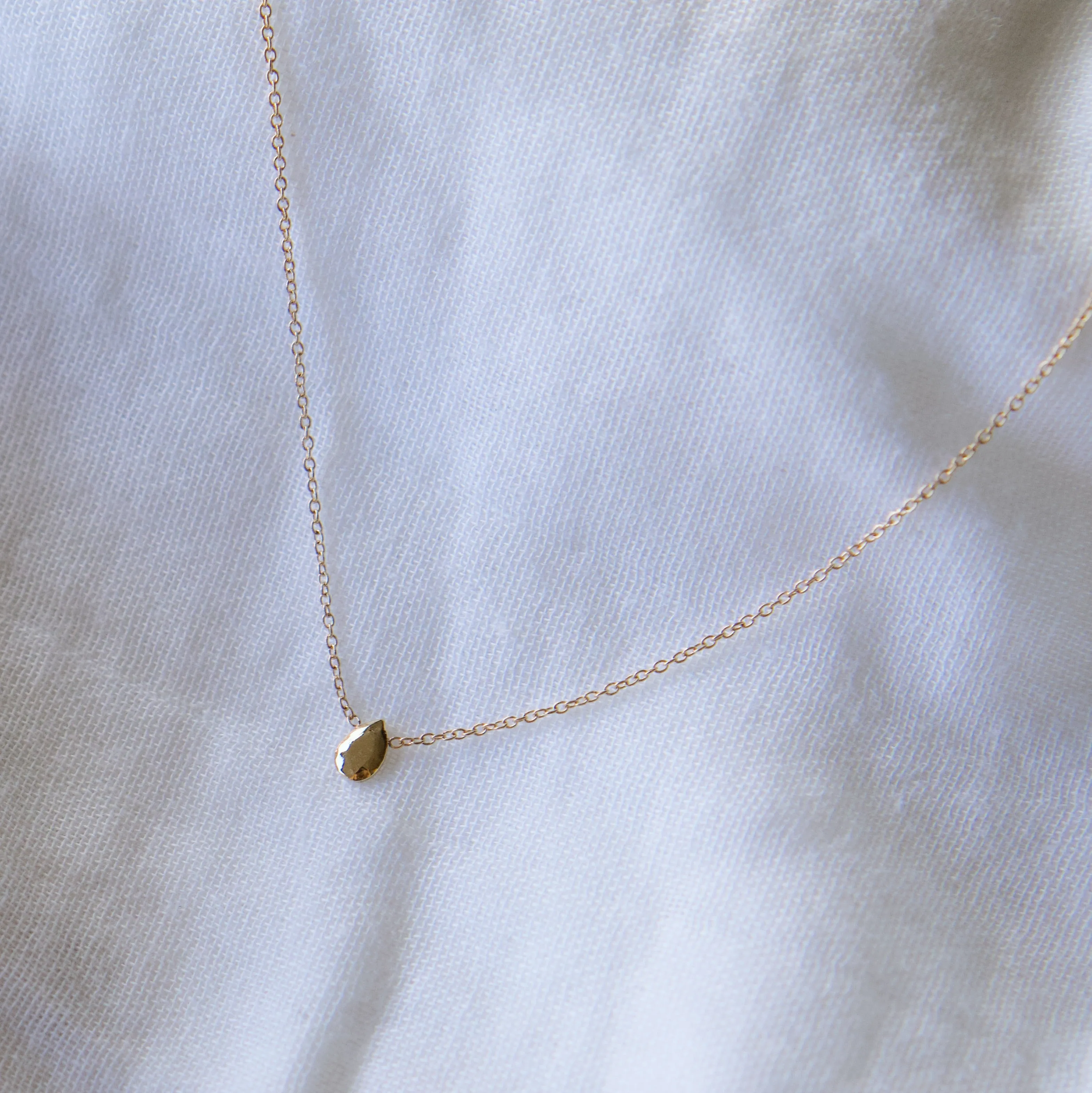 Pear Gem Necklace - Solid 14kt